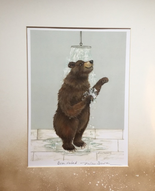 Bear in Shower | Funny Bath Art | catzooart